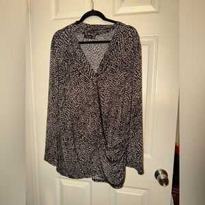 Apt. 9 Black and Gray Patterned Blouse